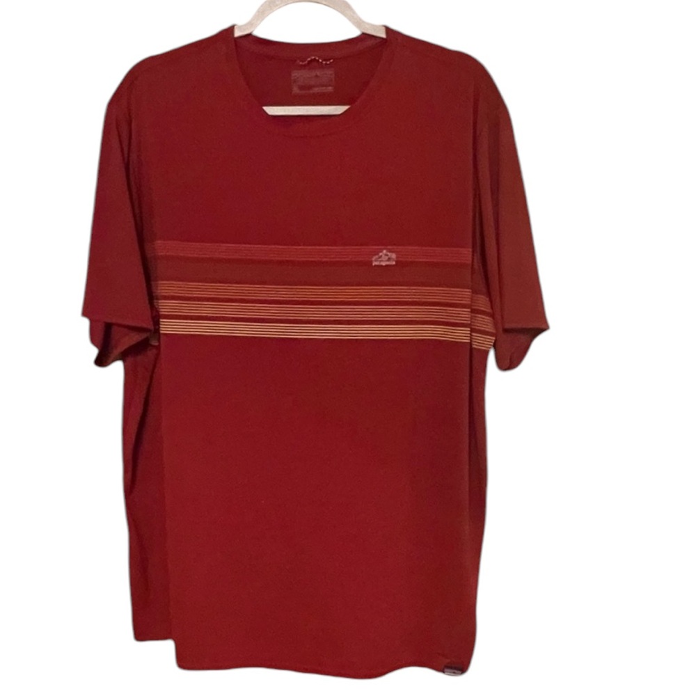 Patagonia Retro Stripe Logo Graphic Short Sleeve Tee Shirt EUC-like new